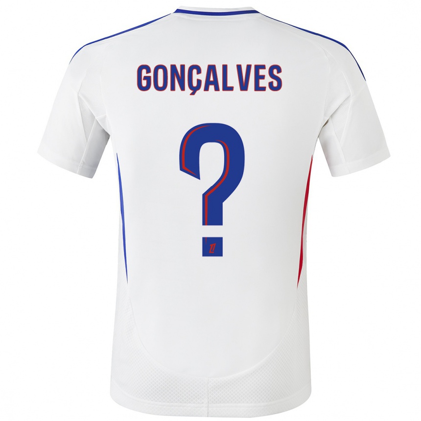 Niño Fútbol Camiseta Tiago Gonçalves #0 Blanco Azul 1ª Equipación 2024/25