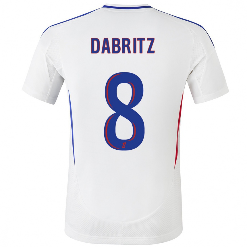 Niño Fútbol Camiseta Sara Däbritz #8 Blanco Azul 1ª Equipación 2024/25