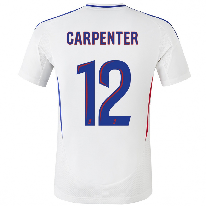 Niño Fútbol Camiseta Ellie Carpenter #12 Blanco Azul 1ª Equipación 2024/25