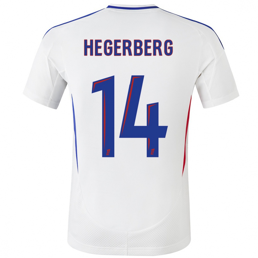 Niño Fútbol Camiseta Ada Hegerberg #14 Blanco Azul 1ª Equipación 2024/25