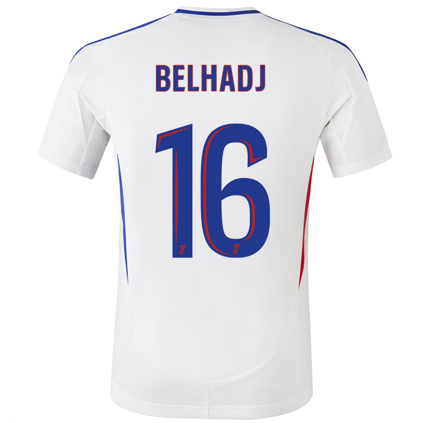 Niño Fútbol Camiseta Féerine Belhadj #16 Blanco Azul 1ª Equipación 2024/25