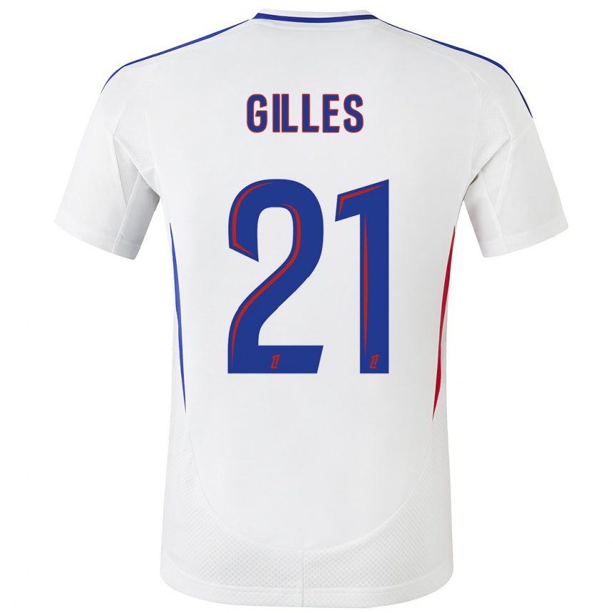 Niño Fútbol Camiseta Vanessa Gilles #21 Blanco Azul 1ª Equipación 2024/25