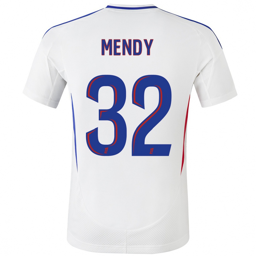 Niño Fútbol Camiseta Maeline Mendy #32 Blanco Azul 1ª Equipación 2024/25