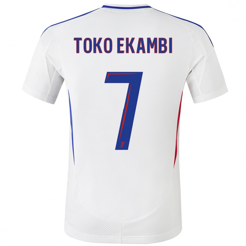 Niño Fútbol Camiseta Karl Toko Ekambi #7 Blanco Azul 1ª Equipación 2024/25