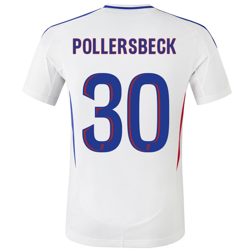 Niño Fútbol Camiseta Julian Pollersbeck #30 Blanco Azul 1ª Equipación 2024/25