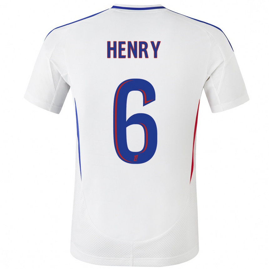 Niño Fútbol Camiseta Amandine Henry #6 Blanco Azul 1ª Equipación 2024/25