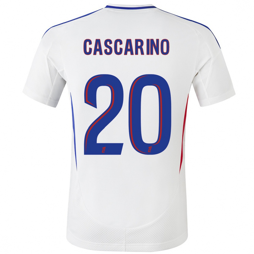 Niño Fútbol Camiseta Delphine Cascarino #20 Blanco Azul 1ª Equipación 2024/25