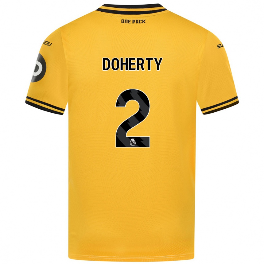 Niño Fútbol Camiseta Matt Doherty #2 Amarillo 1ª Equipación 2024/25