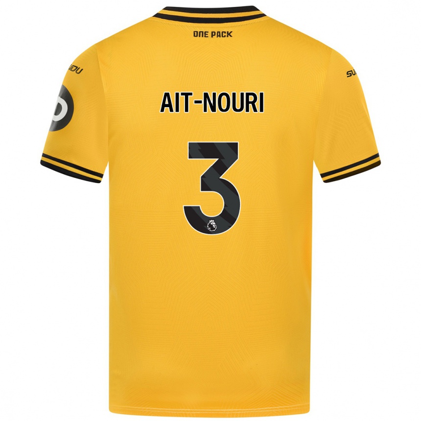 Niño Fútbol Camiseta Rayan Aït-Nouri #3 Amarillo 1ª Equipación 2024/25