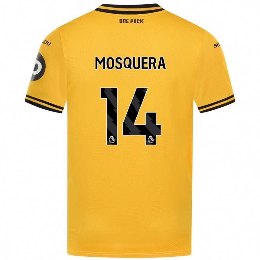 Niño Fútbol Camiseta Yerson Mosquera #14 Amarillo 1ª Equipación 2024/25