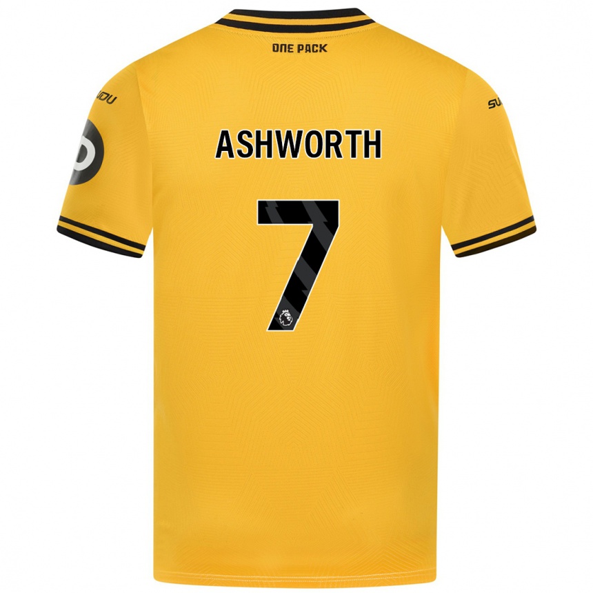 Niño Fútbol Camiseta Fin Ashworth #7 Amarillo 1ª Equipación 2024/25