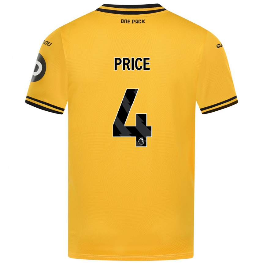 Niño Fútbol Camiseta Anna Price #4 Amarillo 1ª Equipación 2024/25