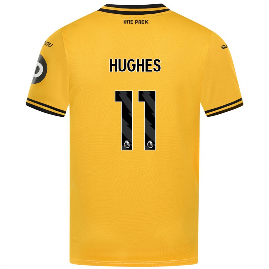 Niño Fútbol Camiseta Amber Hughes #11 Amarillo 1ª Equipación 2024/25