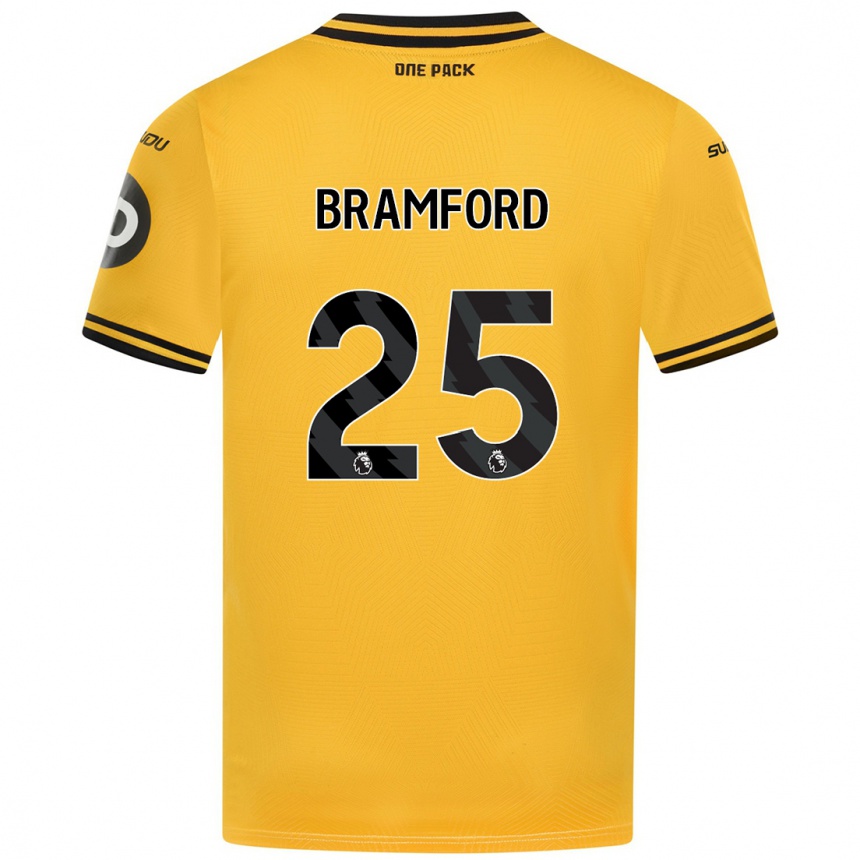 Niño Fútbol Camiseta Sophie Bramford #25 Amarillo 1ª Equipación 2024/25