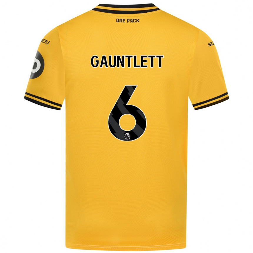 Niño Fútbol Camiseta Maz Gauntlett #6 Amarillo 1ª Equipación 2024/25