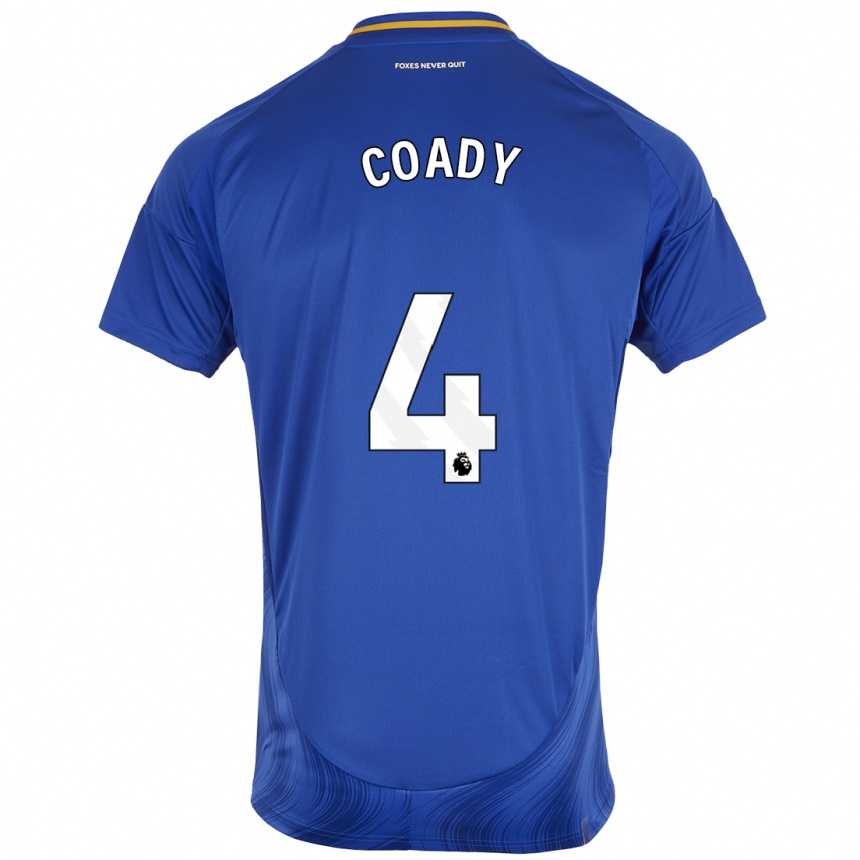 Niño Fútbol Camiseta Conor Coady #4 Azul Blanco 1ª Equipación 2024/25