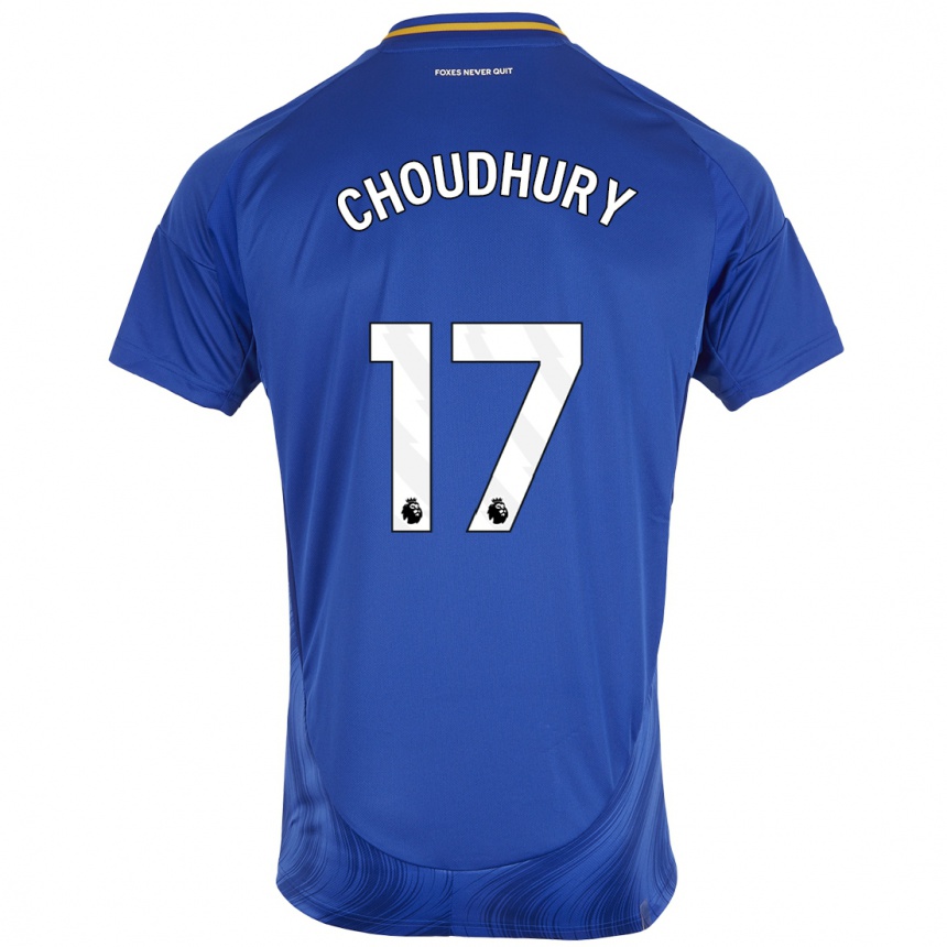 Niño Fútbol Camiseta Hamza Choudhury #17 Azul Blanco 1ª Equipación 2024/25