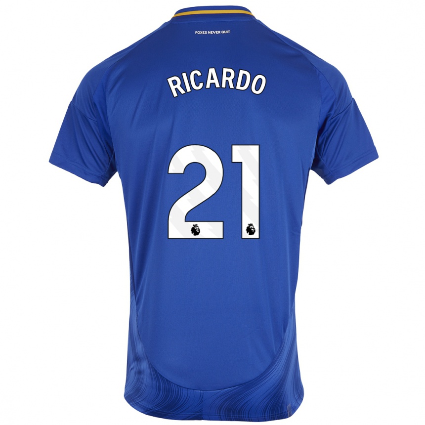 Niño Fútbol Camiseta Ricardo Pereira #21 Azul Blanco 1ª Equipación 2024/25