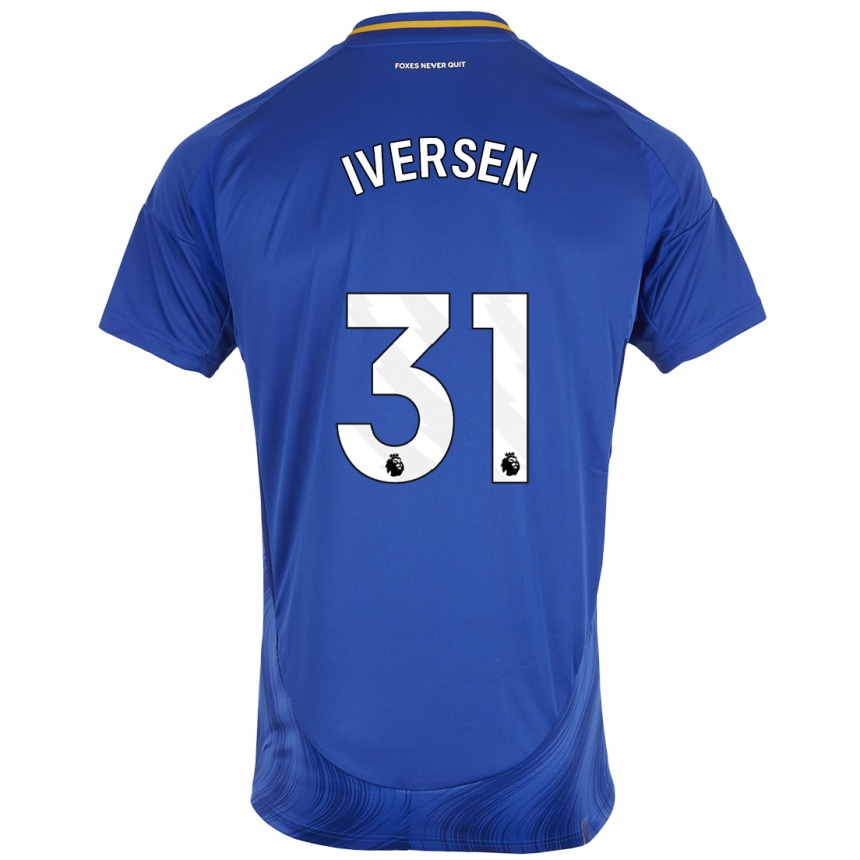 Niño Fútbol Camiseta Daniel Iversen #31 Azul Blanco 1ª Equipación 2024/25