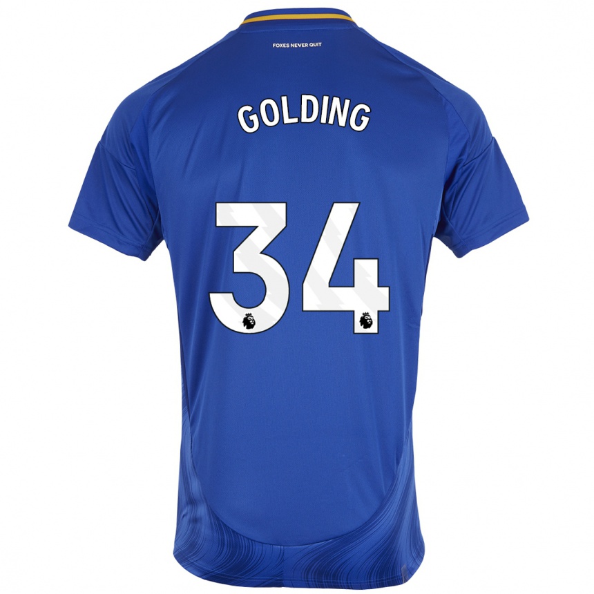 Niño Fútbol Camiseta Michael Golding #34 Azul Blanco 1ª Equipación 2024/25