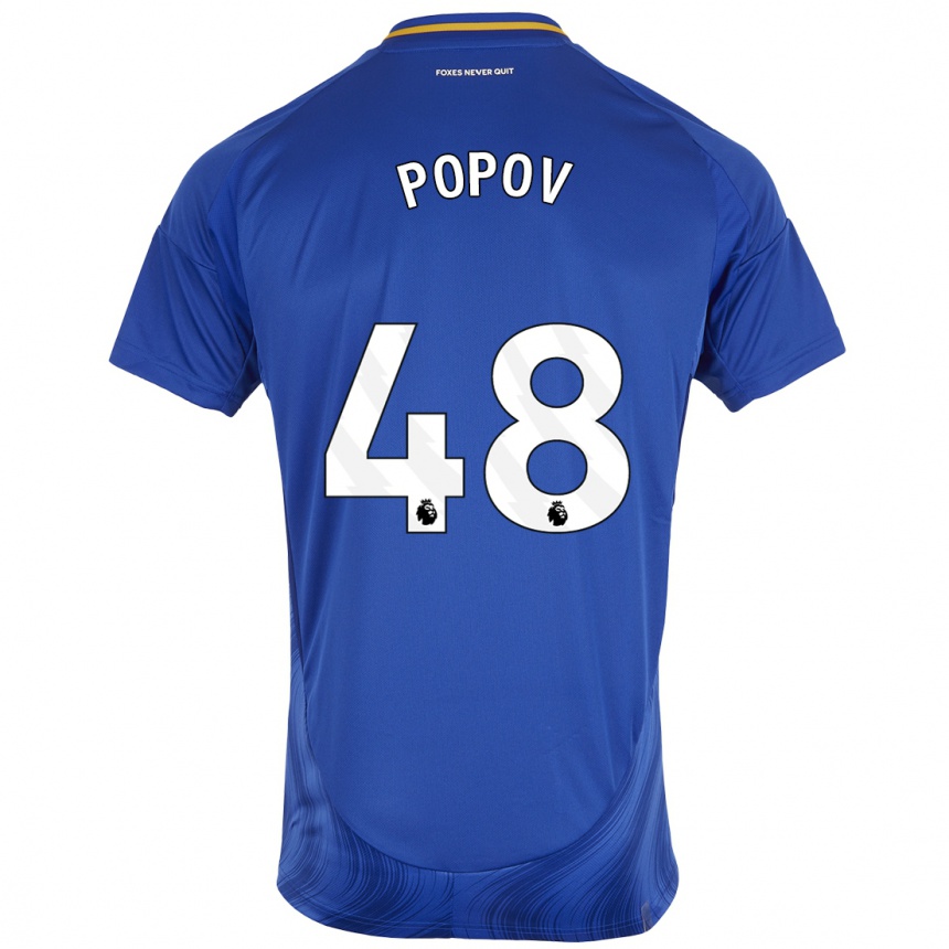 Niño Fútbol Camiseta Chris Popov #48 Azul Blanco 1ª Equipación 2024/25