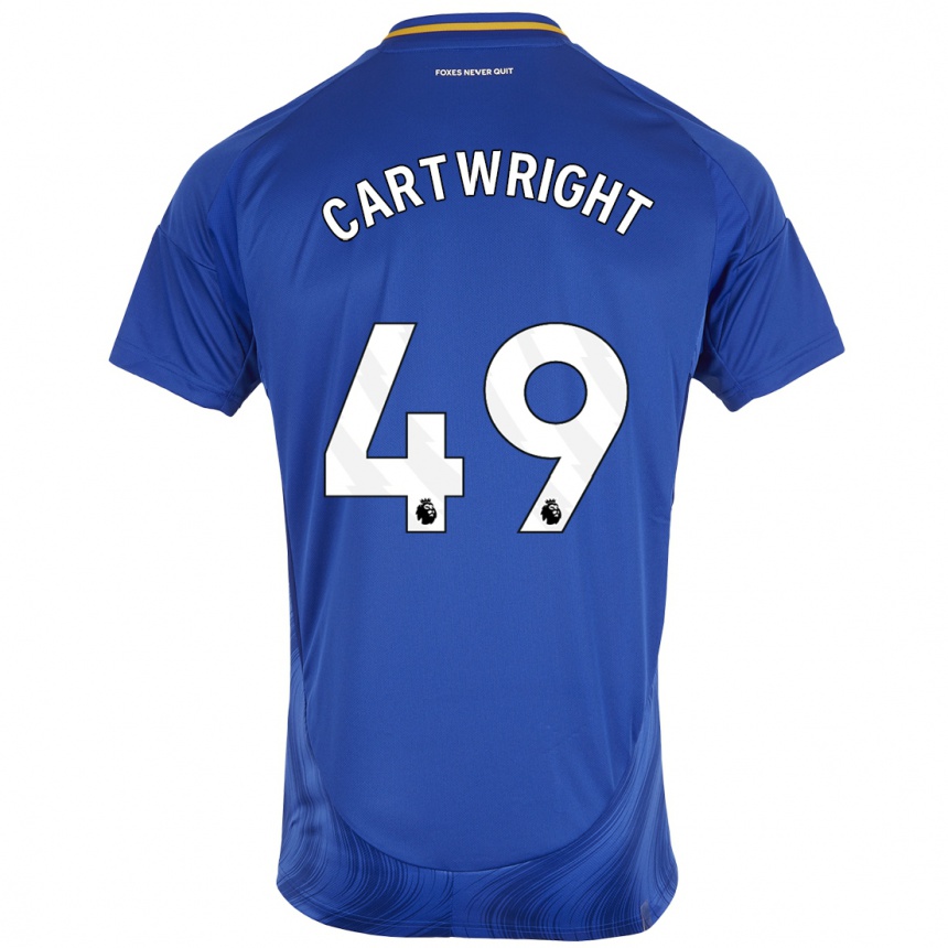 Niño Fútbol Camiseta Henry Cartwright #49 Azul Blanco 1ª Equipación 2024/25