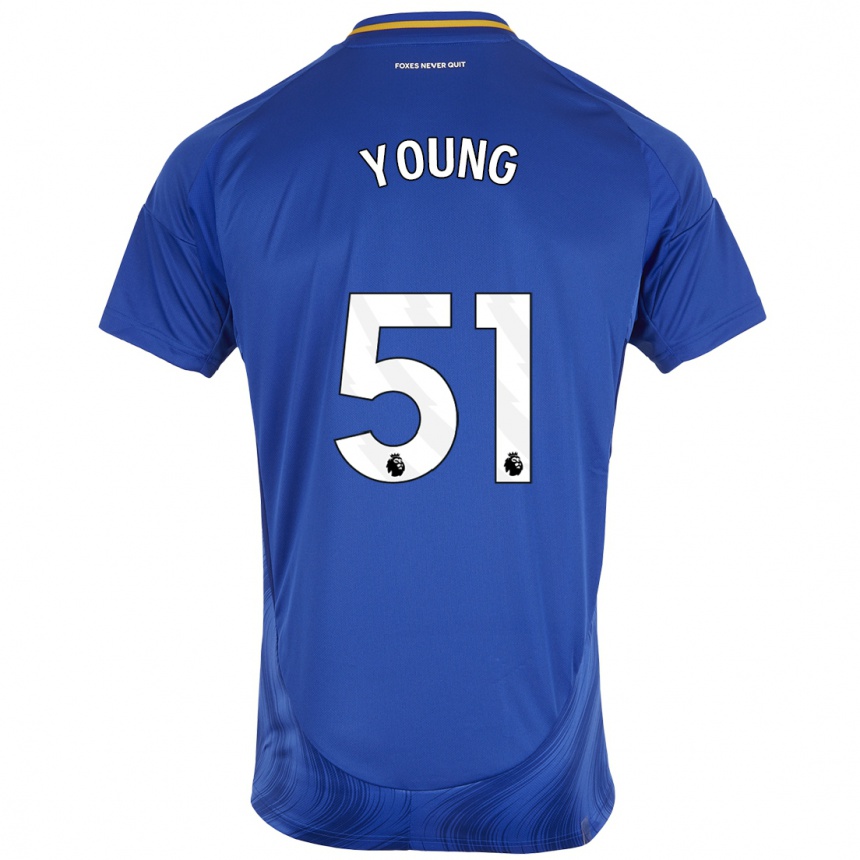 Niño Fútbol Camiseta Brad Young #51 Azul Blanco 1ª Equipación 2024/25