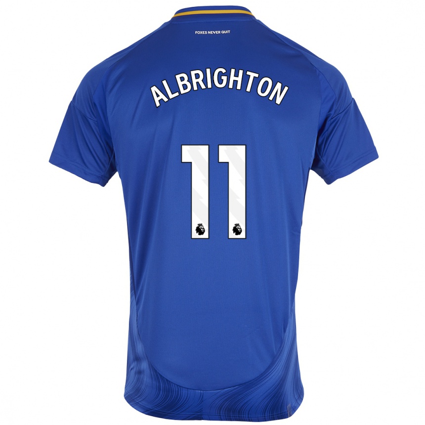 Niño Fútbol Camiseta Marc Albrighton #11 Azul Blanco 1ª Equipación 2024/25