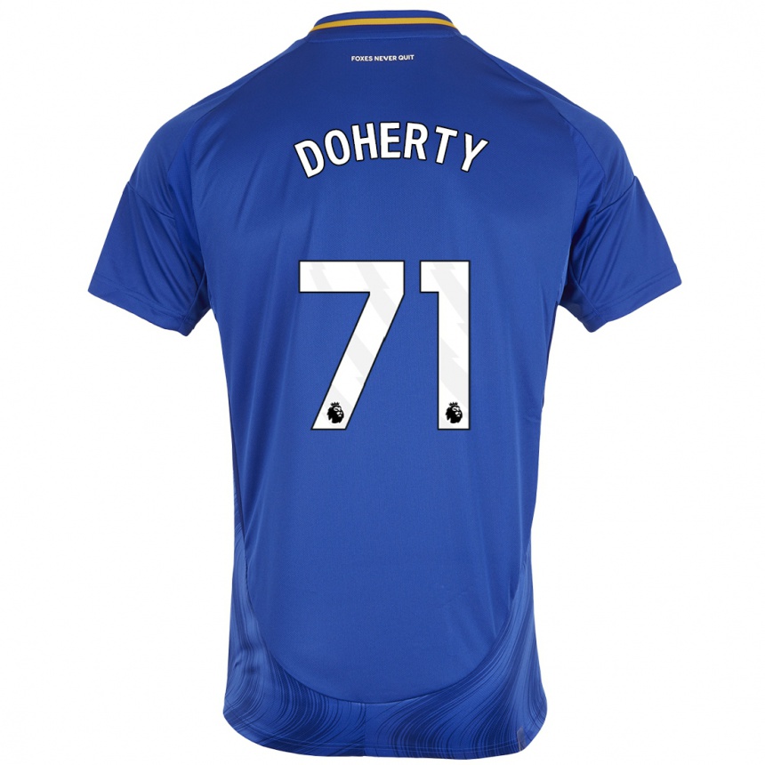 Niño Fútbol Camiseta Arlo Doherty #71 Azul Blanco 1ª Equipación 2024/25