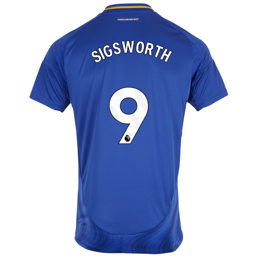 Niño Fútbol Camiseta Jessica Sigsworth #9 Azul Blanco 1ª Equipación 2024/25