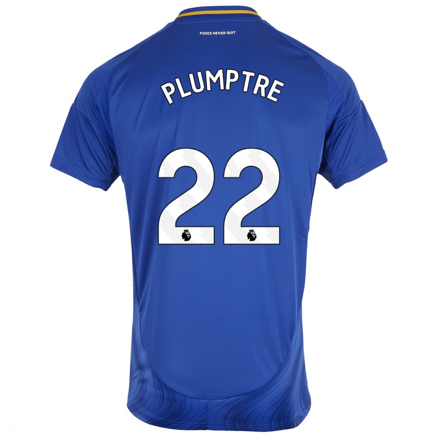 Niño Fútbol Camiseta Ashleigh Plumptre #22 Azul Blanco 1ª Equipación 2024/25