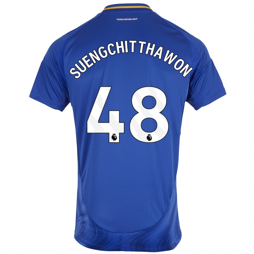 Niño Fútbol Camiseta Thanawat Suengchitthawon #48 Azul Blanco 1ª Equipación 2024/25