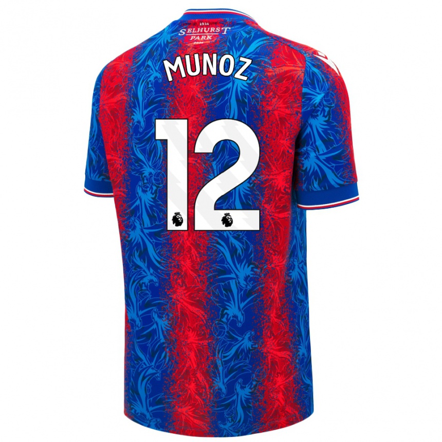 Niño Fútbol Camiseta Daniel Muñoz #12 Rayas Rojas Y Azules 1ª Equipación 2024/25