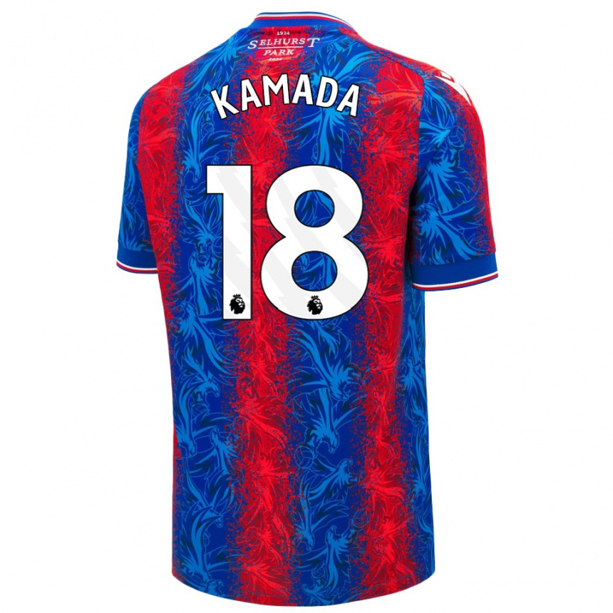 Niño Fútbol Camiseta Daichi Kamada #18 Rayas Rojas Y Azules 1ª Equipación 2024/25