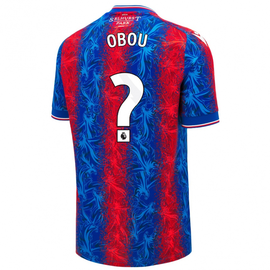 Niño Fútbol Camiseta David Obou #0 Rayas Rojas Y Azules 1ª Equipación 2024/25