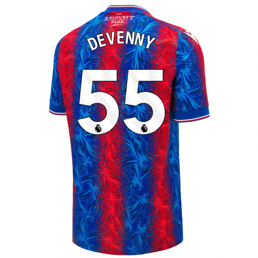 Niño Fútbol Camiseta Justin Devenny #55 Rayas Rojas Y Azules 1ª Equipación 2024/25