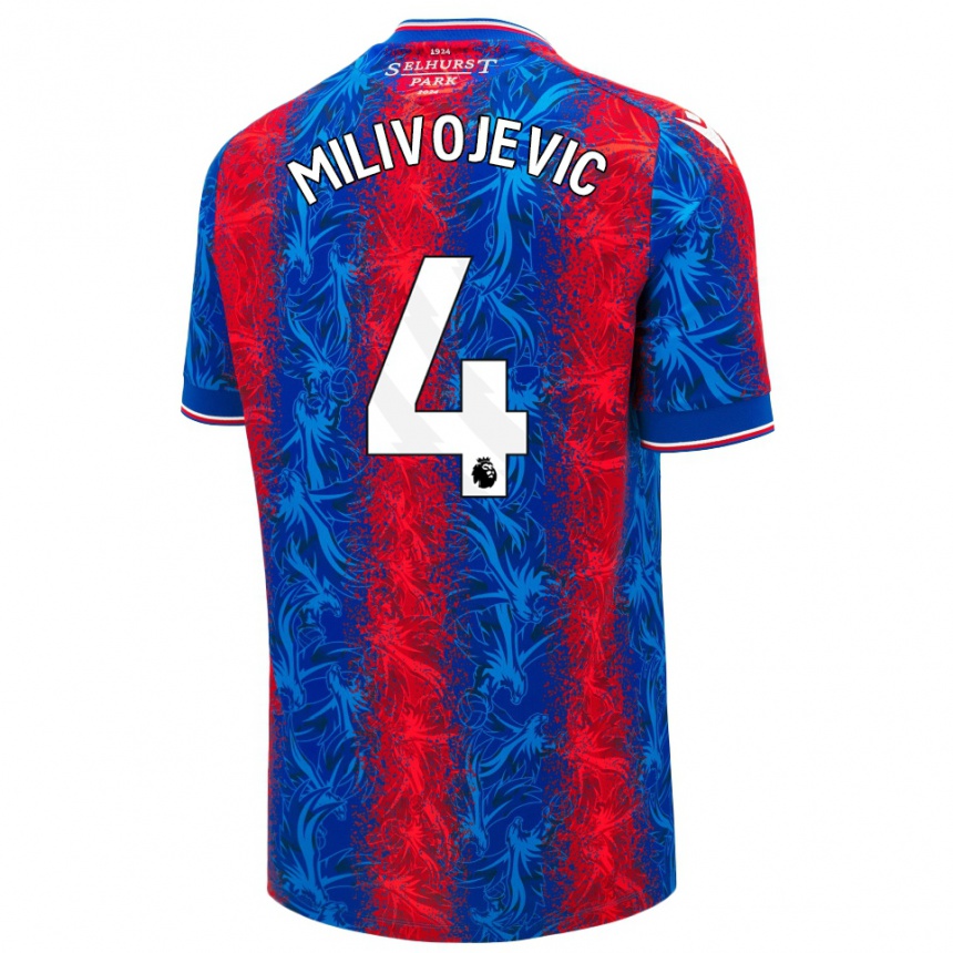 Niño Fútbol Camiseta Luka Milivojevic #4 Rayas Rojas Y Azules 1ª Equipación 2024/25