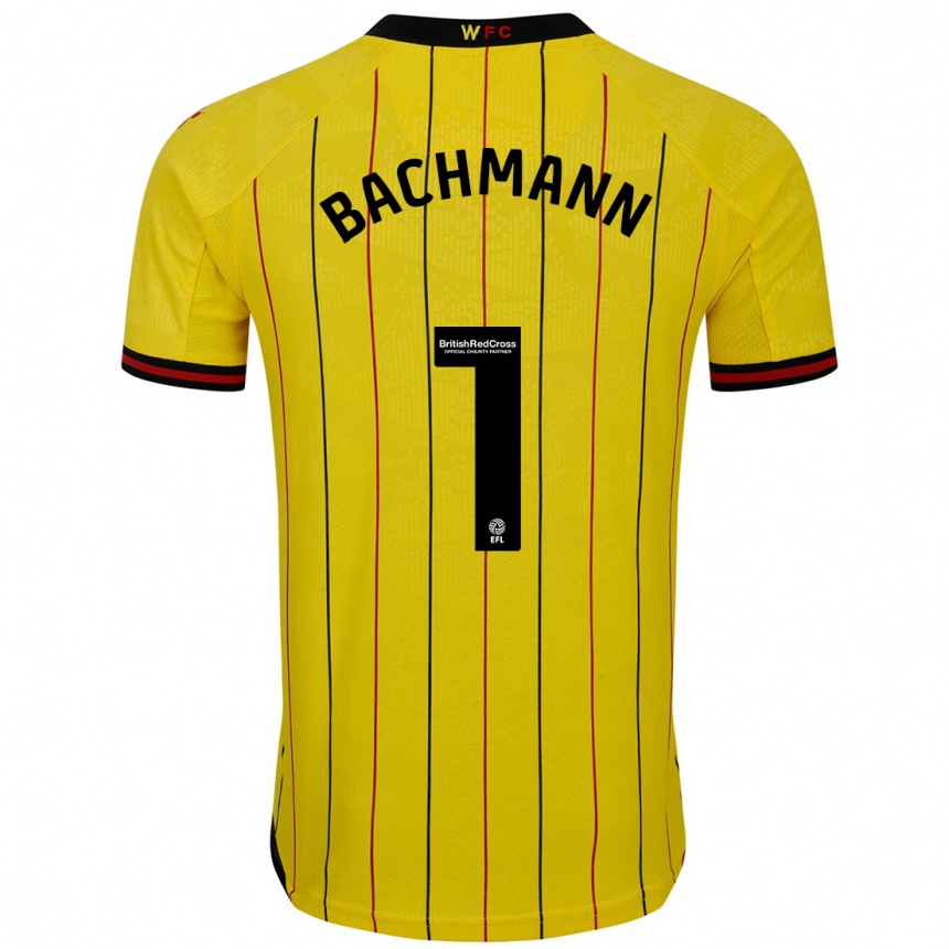 Niño Fútbol Camiseta Daniel Bachmann #1 Amarillo Negro 1ª Equipación 2024/25