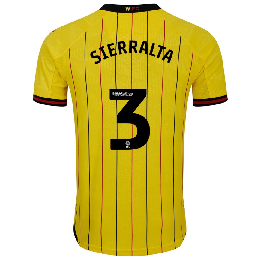 Niño Fútbol Camiseta Francisco Sierralta #3 Amarillo Negro 1ª Equipación 2024/25