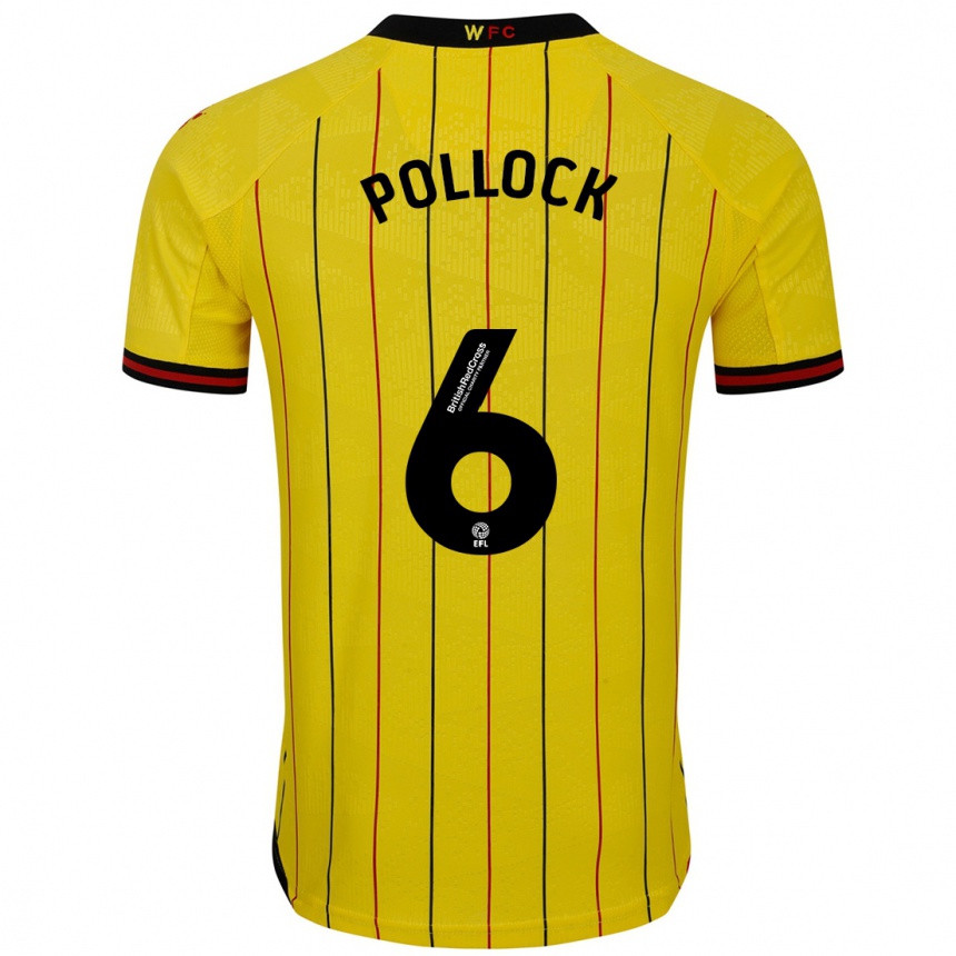 Niño Fútbol Camiseta Mattie Pollock #6 Amarillo Negro 1ª Equipación 2024/25