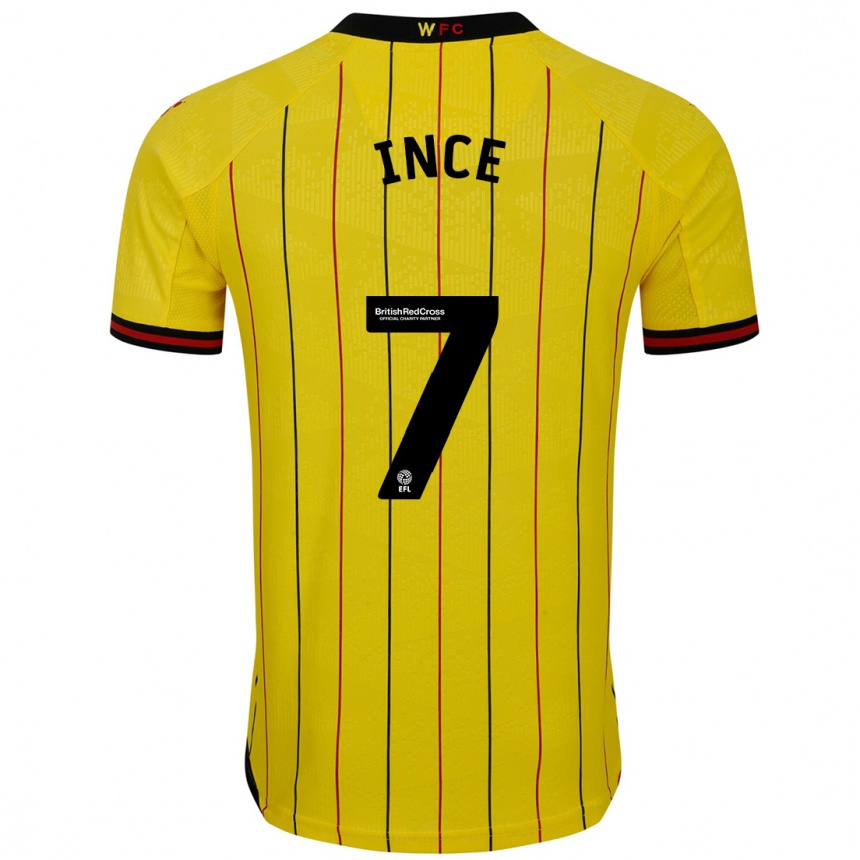 Niño Fútbol Camiseta Tom Ince #7 Amarillo Negro 1ª Equipación 2024/25