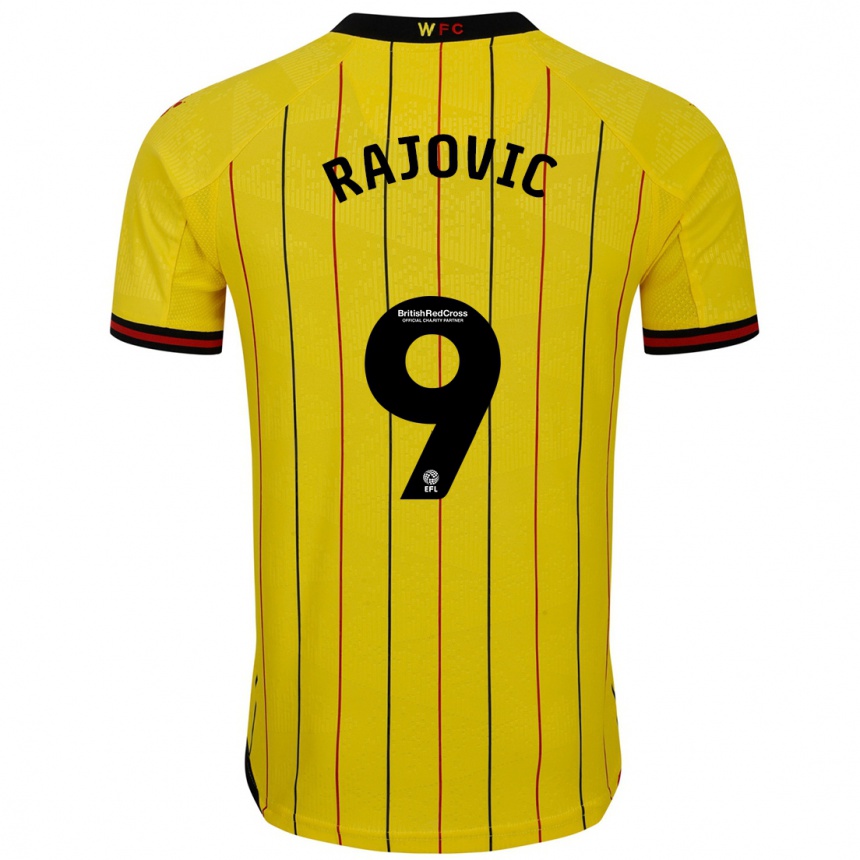 Niño Fútbol Camiseta Mileta Rajovic #9 Amarillo Negro 1ª Equipación 2024/25