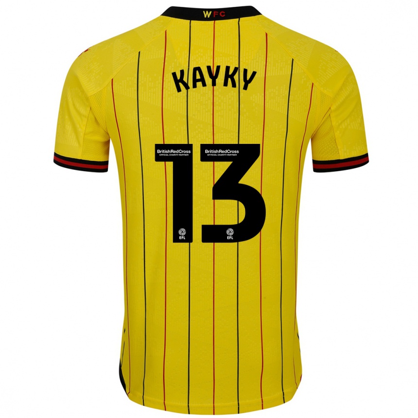 Niño Fútbol Camiseta Kayky Almeida #13 Amarillo Negro 1ª Equipación 2024/25