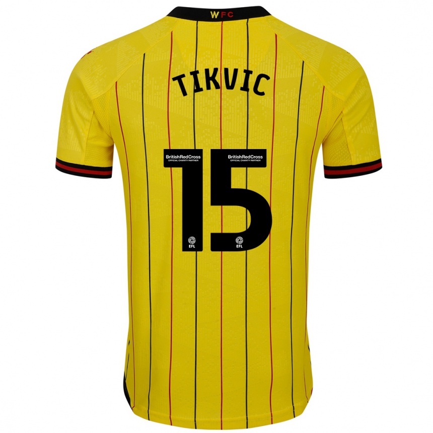 Niño Fútbol Camiseta Antonio Tikvic #15 Amarillo Negro 1ª Equipación 2024/25