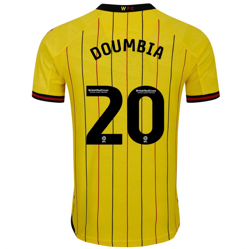 Niño Fútbol Camiseta Mamadou Doumbia #20 Amarillo Negro 1ª Equipación 2024/25