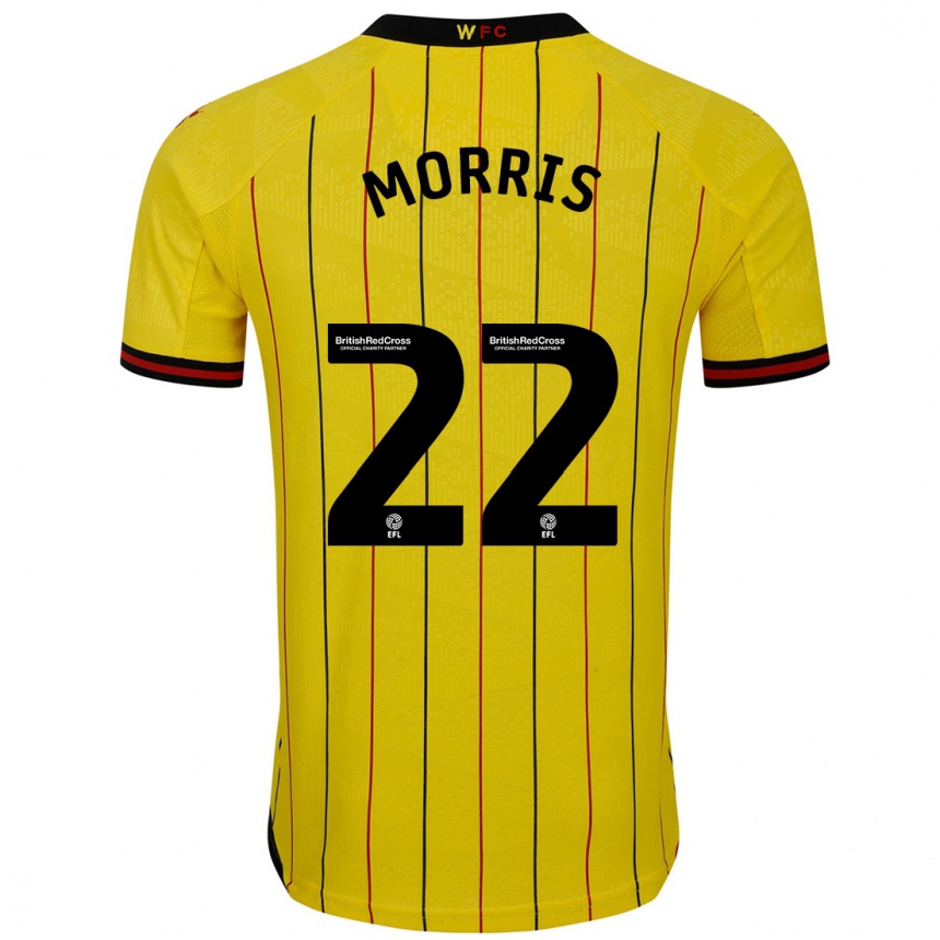 Niño Fútbol Camiseta James Morris #22 Amarillo Negro 1ª Equipación 2024/25