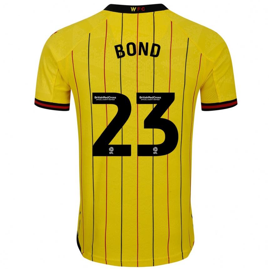 Niño Fútbol Camiseta Jonathan Bond #23 Amarillo Negro 1ª Equipación 2024/25