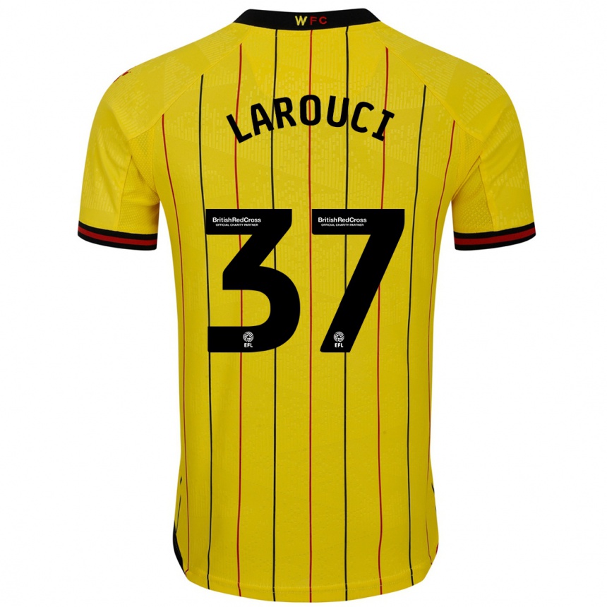 Niño Fútbol Camiseta Yasser Larouci #37 Amarillo Negro 1ª Equipación 2024/25