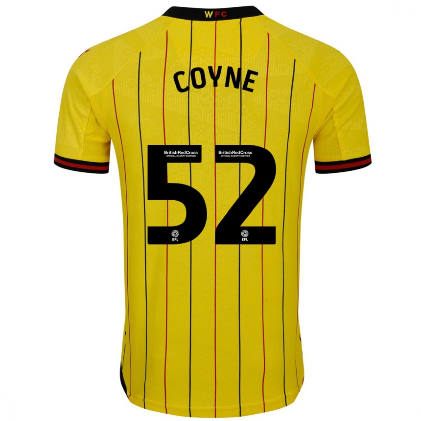 Niño Fútbol Camiseta Aidan Coyne #52 Amarillo Negro 1ª Equipación 2024/25