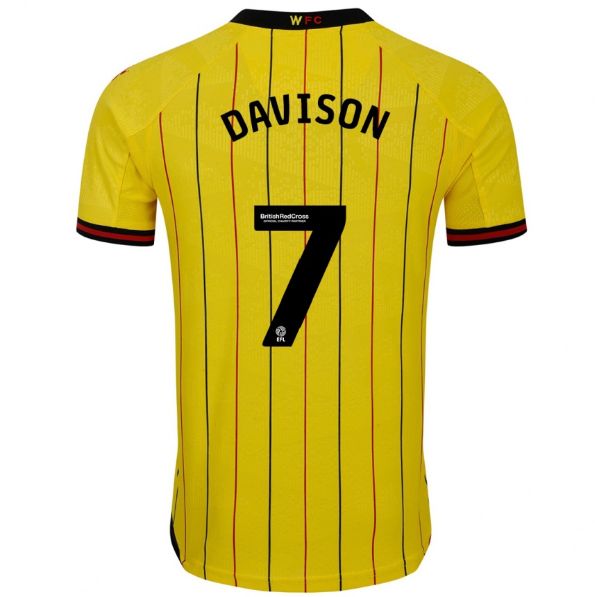 Niño Fútbol Camiseta Gemma Davison #7 Amarillo Negro 1ª Equipación 2024/25